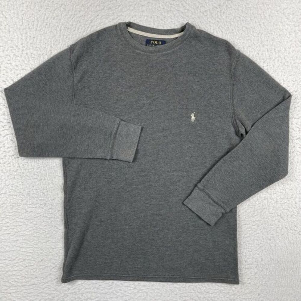 Polo Ralph Lauren Shirt Mens Medium Waffle Knit Casual Camping Preppy (Hole)